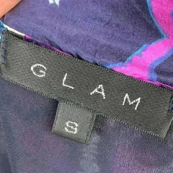 Glam dress sz S 100% silk multicolored geometric - Picture 6 of 8